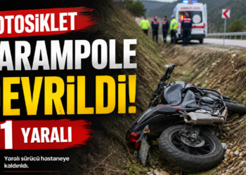 MOTOSİKLET ŞARAMPOLE DEVRİLDİ: 1 YARALI
